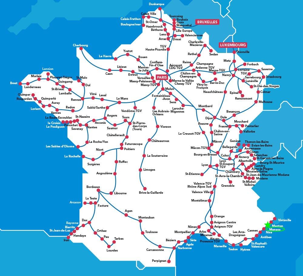 Karte der Bahnhöfe von Monaco